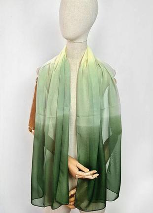 Шарф шифоновый легкий тонкий с градиентом зеленый ментол