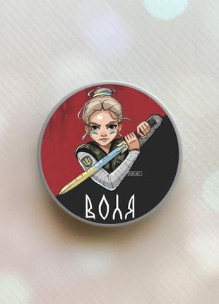 Тримач для смартфона / планшета попсокет popsocket сірий :: українська захисниця (принт 171)