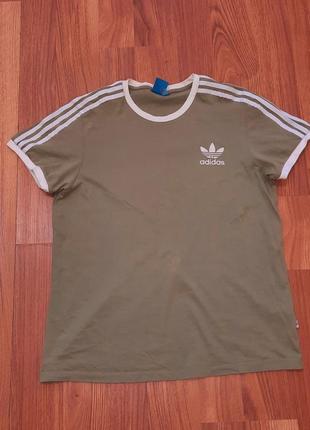 Мужская уникальная футболка adidas original цвет хаки