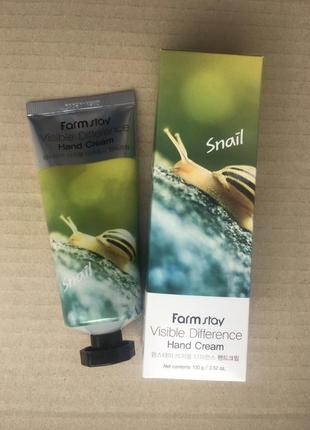 Крем для рук farmstay visible difference hand cream snail с муцином улитки экстрактом клубники банана 100мл корея