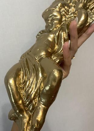 Янгол ангел пути золото золотистого цвета свечитель на стену панно гипс гипсовое ретро...