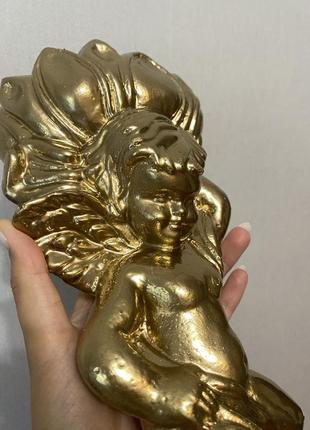 Янгол ангел пути золото золотистого цвета свечитель на стену панно гипс гипсовое ретро...