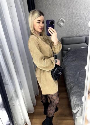 Сукня мікровельветова плаття з довгим рукавом6 фото