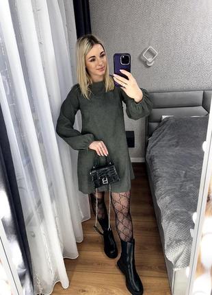 Сукня мікровельветова плаття з довгим рукавом5 фото