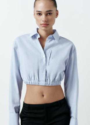 Укорочена сорочка рубашка блуза zara
