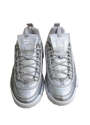 Fila disruptor 2 metallic silver sneakers nike adidas reebok puma філа снікери2 фото
