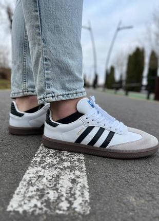 Adidas samba white black gum3 фото