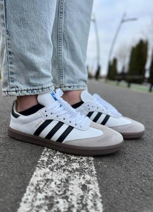 Adidas samba white black gum1 фото