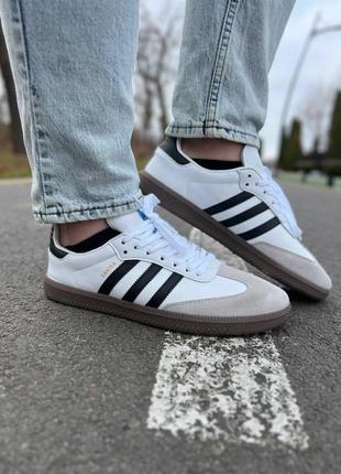 Adidas samba white black gum4 фото