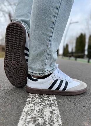 Adidas samba white black gum8 фото