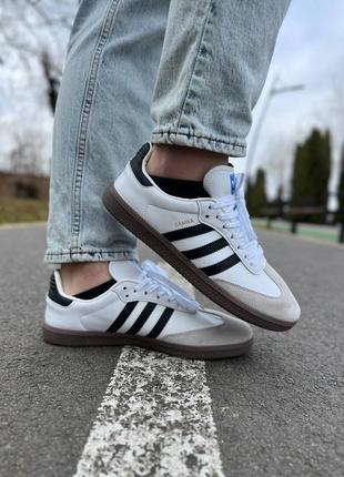 Adidas samba white black gum10 фото