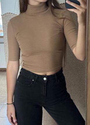 Вкорочений гольф, кофта в рубчик, водолазка