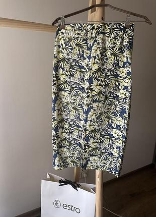 Юбка zara , розріз спереду, талія завищена