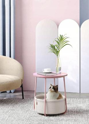 Журнальный столик leobert sharp с корзиной розовый