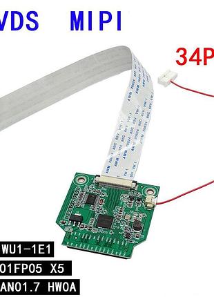 Перетворювач lvds to mipi 34pin для матриць b101uan01.7 claa101fp05 hsd101puw1