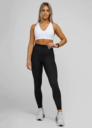 Спортивные черные лосины plus size с широким поясом