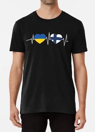 Мужская и женская патриотическая футболка с принтом finland ukraine финляндия украина