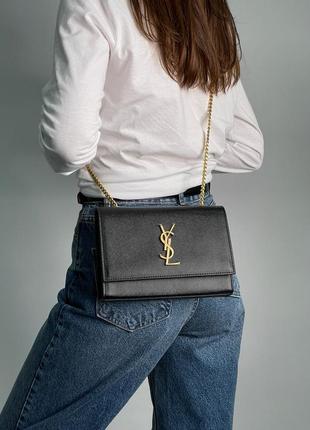 Сумка в стиле yves saint laurent kate small black/gold3 фото