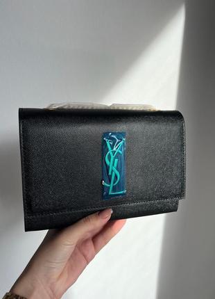 Сумка в стиле yves saint laurent kate small black/gold8 фото