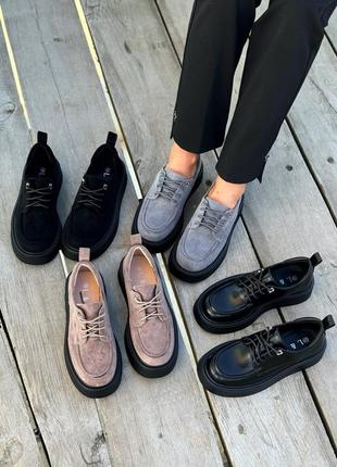 Бег мокко замш туфли оксфорды броги на шнурках груша утолщенная подошва 35.5-40
