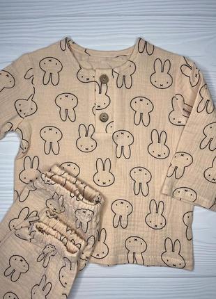 Костюм муслиновый детский для мальчика (рубашка и штаны) кmxssht-24
