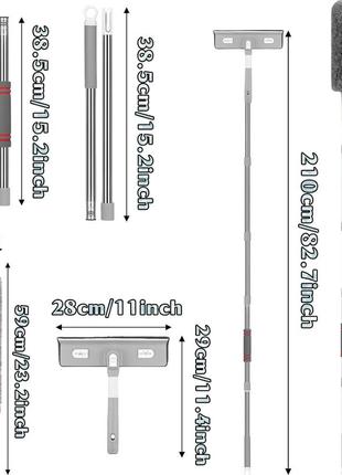 Швабра для мытья окон 4 в 1 с телескопической ручкой, скребок для окон 180°