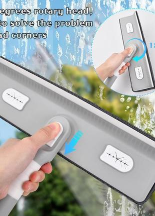 Швабра для мытья окон 4 в 1 с телескопической ручкой, скребок для окон 180°
