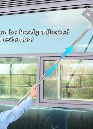 Швабра для мытья окон 4 в 1 с телескопической ручкой, скребок для окон 180°
