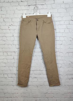 Мужские брюки джинсы бежевые levi's 511 premium beige slim fit брюки jeans w32 l34