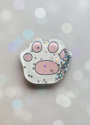 Держатель для смартфона / планшета попсокет popsocket с плавающими блестками (лапка)