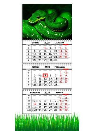 Календар квартальний на 2025 рік на 3 пружини apriori символ року змія