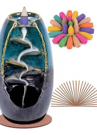 Керамическая аромакурильница aroma backflow, водопад дыма, подставка под благовония,...