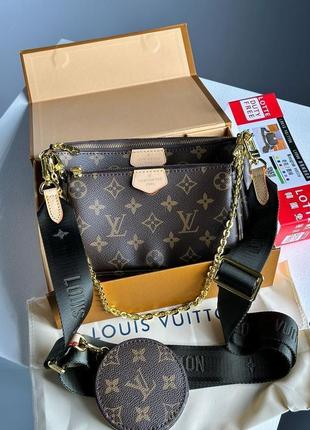 Сумка  в стиле louis vuitton multi pochette brown/green2 фото