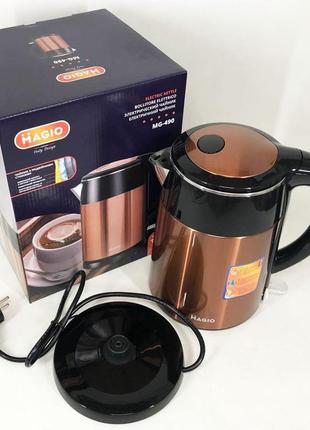 Електрочайник magio mg-490, 1240вт, 1.5 л, гарний електричний чайник, тихий електричний чайник10 фото