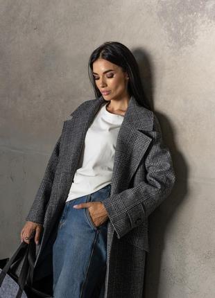 Жіноче демісезонне актуальне зручне вовняне довге пальто з поясом, актуальне та зручне