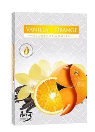 Свічка bispol чайна ароматична ванiль-апельсин 6 шт