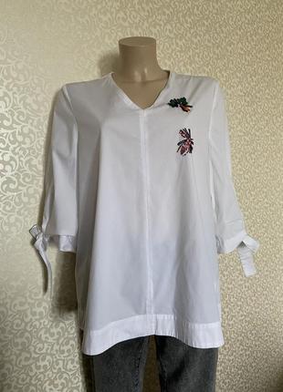 Біла блуза,сорочка з аплікаціями ,вишивками katestorm1 фото