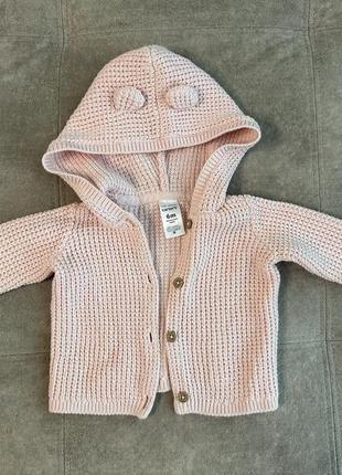 Вязаная кофта carter's с капюшоном на девочку 6 месяцев