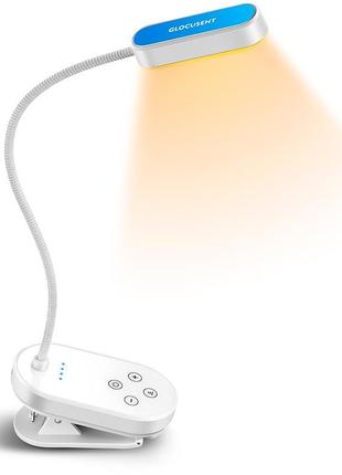 Лампа glocusent mini clip беспроводная 1000мач с клипсой для чтения сенсорная гибкая white