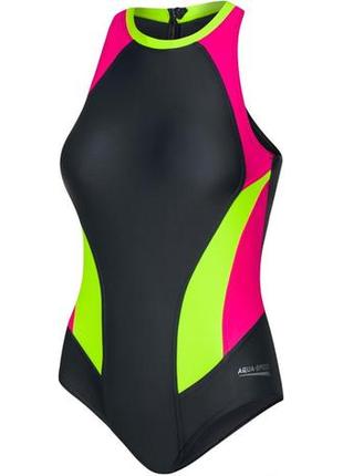 Купальник закритий для жінок aqua speed nina 60930 чорний, малиновий, салатовий жін 38