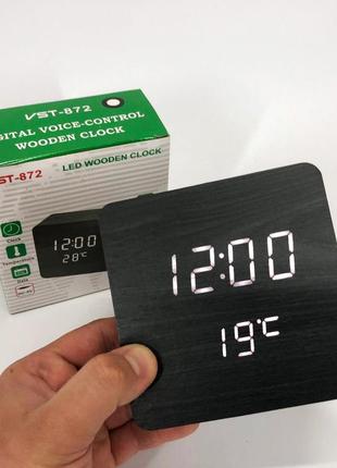 Електронний годинник з термометром та функцією активація за звуком vst-872-6, настільний годинник no-771 з підсвічуванням