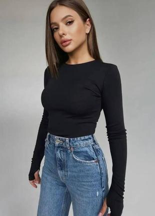 Базовый лонгслив топ с длинным рукавом из натуральной вискозы 42-46 (one size)