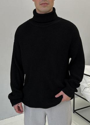 Стильний вʼязаний оверсайз гольф чорний