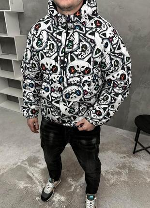 Утеплений анорак чоловічий з котиками