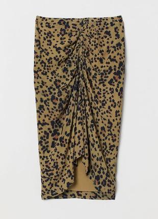H&m лео леопардова спідниця міді 38 розмір