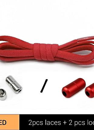 Червоні еластичні шнурки з фіксатором без зав'язок