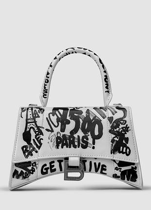 Жіноча сумка balenciaga hourglass small handbag graffiti in white 21 х 12 х 10 см