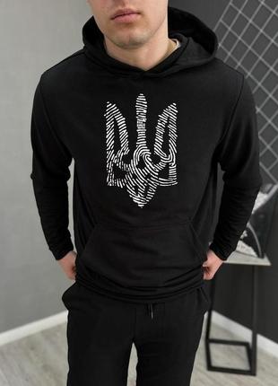 Демісезонний худі чорний герб код нації (двонитка)