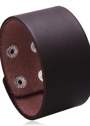 Коричневий широкий браслет напульсник на кнопках