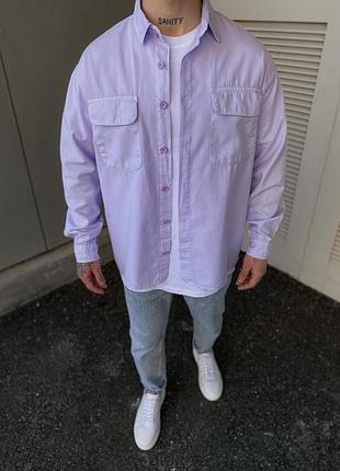 Стильна легка котонова сорочка в ліловому кольорі!